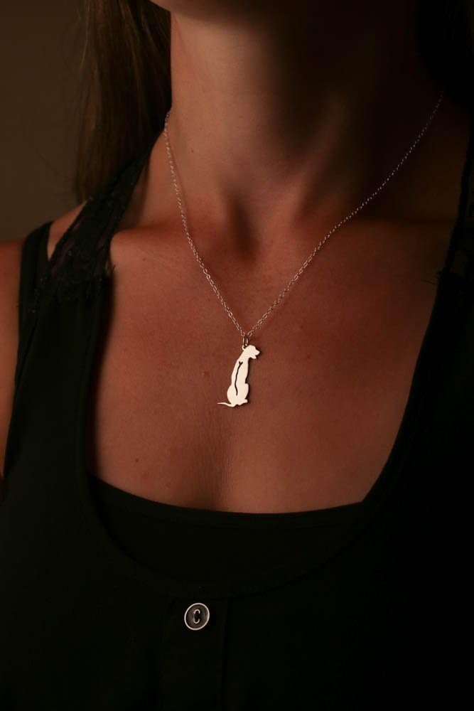 DistinctlyIvy Rhodesian Ridgeback Dog Necklace - IBD - Personalize Name Date - Pendant Size Options - Sterling Silver 14K Rose Gold Filled Charm