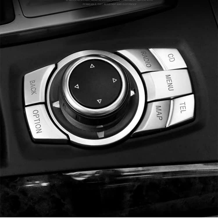 Miniatura 7 de Toworldit - Adhesivo decorativo con botón multimedia plateado compatible con BMW 1 2 3 5 7 Series X1 X3 X5 X6 7 teclas multimedia iDrive botón de