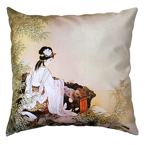 whooplaArt Chinese Beauty Tapestry Throw Pillow Cover 22x22 Inch