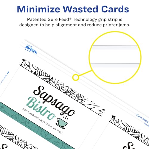 Avery Clean Edge Printable Business Cards with Sure Feed Technology, Rounded Corners, 2" x 3.5", White - Image 3