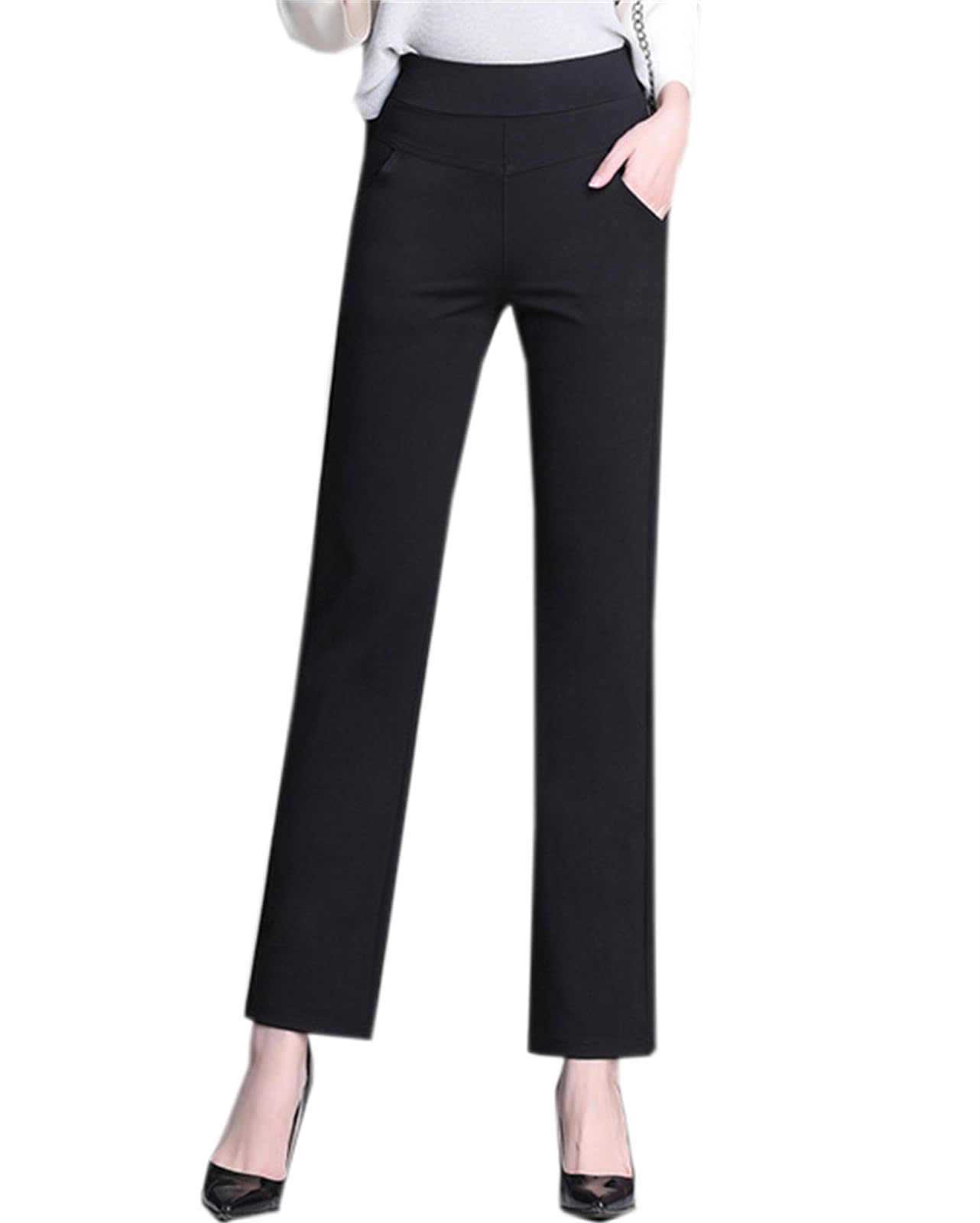 Betusline Womens High Waisted Skinny Pants Stretch Slim Fit Dress Work Pants