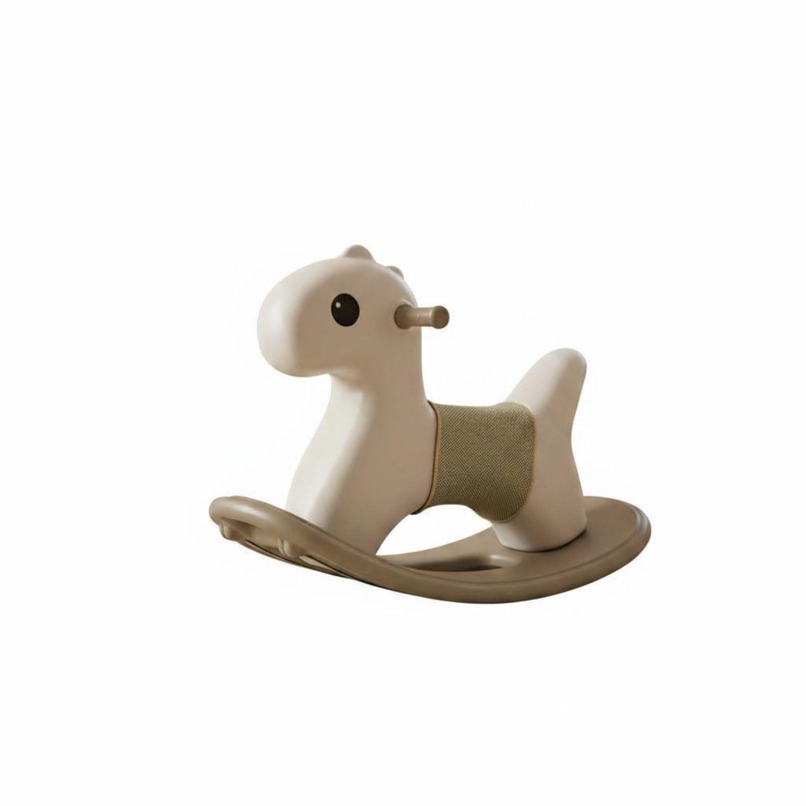 kowaku Cavallo a Dondolo per Bambini Cavallo Dondolo Gioco Cavalcabile Cavalluccio Dondolo Giocattolo Bambini Struttura Stabile Base Allargata, Khaki, Con Striscia+Pad