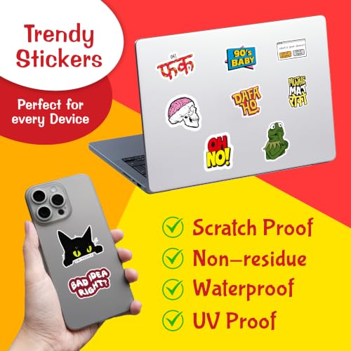 Image of CodersParadise Random Decorative Stickers Pack of 51, Assorted Vinyl Decals for Laptop, Water Bottle, Phone Case, Notebook, Journal, Scrapbook, Luggage, Helmet, Bike and DIY Crafts
