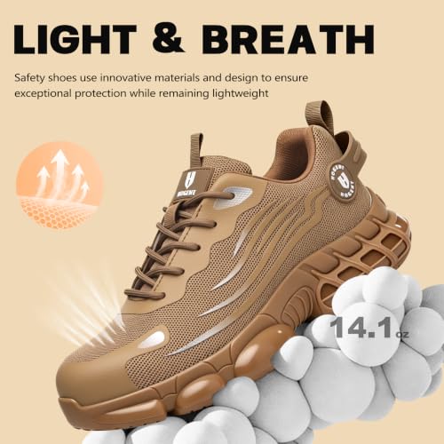 Image of Hogent Steel Toe Shoes for Men Women, Ultra Lightweight Premium Comfortable Work Sneakers, Puncture Proof Air Cushioned All‑Day Wear Safety Toe Shoes for Industrial Construction Warehouse Factory Work