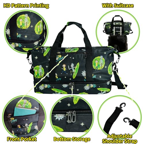 Funny Travel Duffle Bag, Gym Weekend Bags with Shoe Compartment, Sport Dance Bag, Hospital Bag for Labor and Delivery, Sleepover Overnight Athletic Bag (Black-1)3