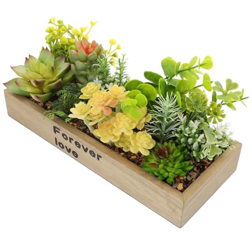 Didiseaon Caja Planta En Maceta De Caja De Madera Artificial Macetas Rusticas De Madera Macetero Rectangular para Suculentas Centros De Mesa Verdes Plantas Verdes El Plastico Oficina Muñeca