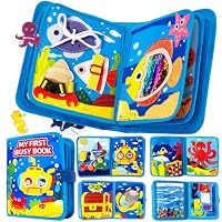 KOGMOW Busy Board Montessori Spielzeug ab 1 2 3 Jahre, 3D Meeres Thema Quiet Book für Frühe Bildung, Förderung Feinmotorik, Activity Board Reise Auto Flugzeug, Geschenk Jungen Mädchen