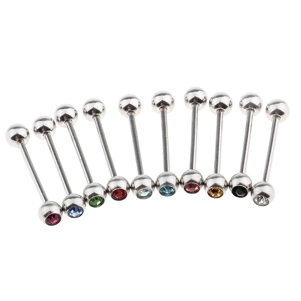 6x10 Stück 14 Strass Edelstahl Ball Lip Barbell