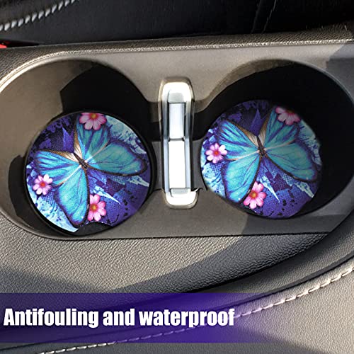 Butterfly Steering Wheel Cover Women Car Accessories Set With Car Cup Pad And Keyring Bracelet Butterflies Design Comfort Grip Steering Wheel Cover For Car Suv (Vivid Style) #TOP3