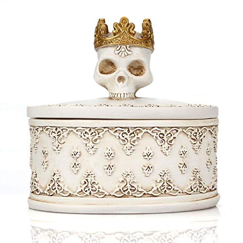 knowledgi Jewelry Box,Skeleton Head Jewelry Storage Holder Organizer Halloween Home Ornament for Organizing Earring Ring Trinket