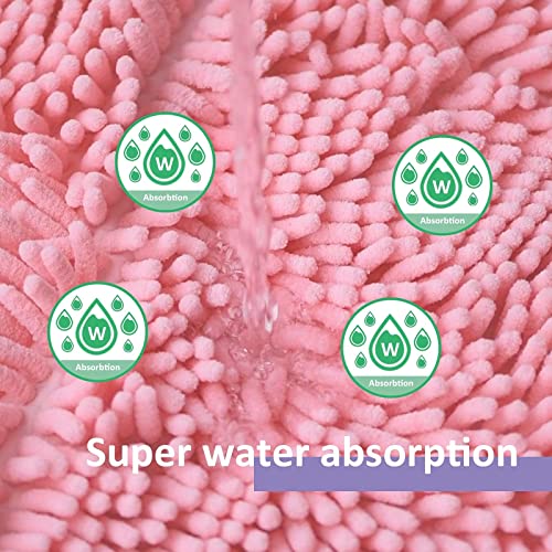Image of Bathroom Rugs Chenille Bath Mat Set 3-Piece Bath Rugs for Bathoom Extra Soft Bath Mats for Bathoom Non Slip Absorbent Shag Bthroom Carpet, Machine Washable, Toilet Rug Pink