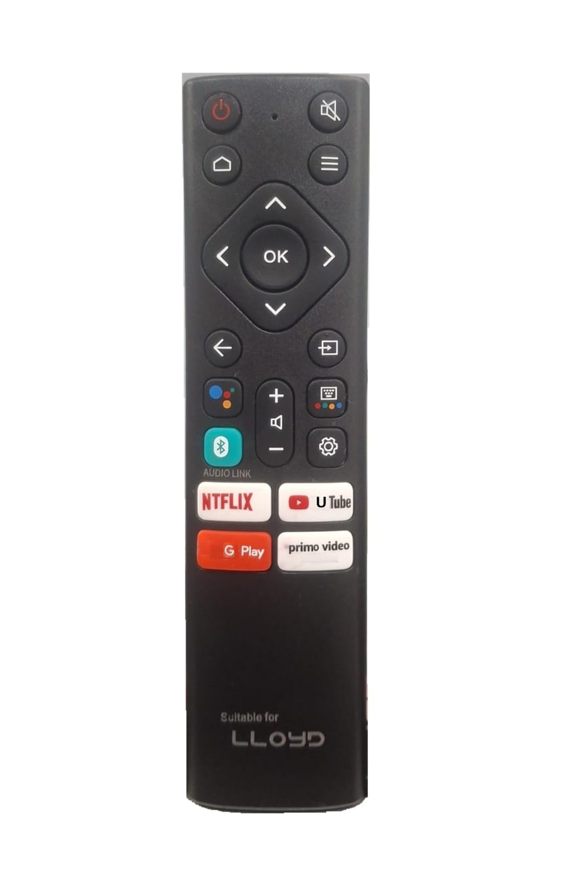 Compatible for Lloyd TV Remote Control Suitable for 32HS411F 65US900C Smart LED UHD Android TV Without Voice Hot Keys, Netflix/YouTube/G Play/Prime Video Button