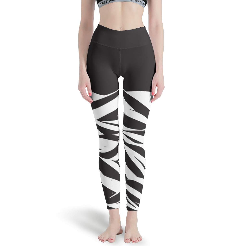 Damskie legginsy slim fit z wysokim stanem wygodne długie spodnie do jogi 3D, czarne i białe, z kontrolą brzucha, sportowe i białe
