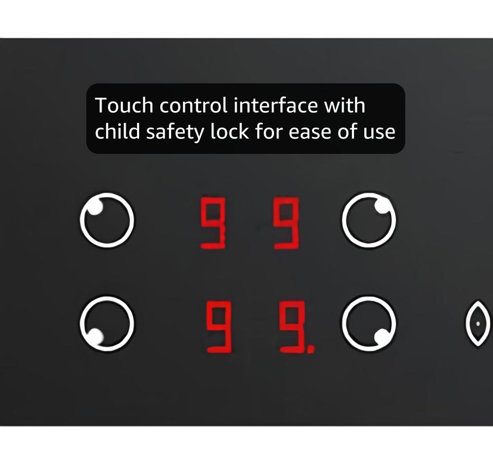 Karinear Plug in Induction Hob, 4 Zones Electric Hob 60cm, with Touch Control 9 Power Level & Child Safety Lock, Timer, Black Crystal Glass