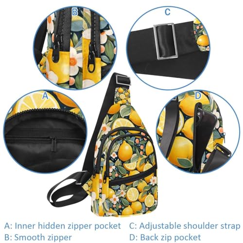 Mochila cruzada de flores de limón con correa ajustable unisex 2