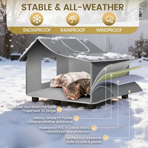 Outdoor Cat House Weatherproof Outside Cat House for Outdoor Feral Cats Insulated Cat Shel - image 3
