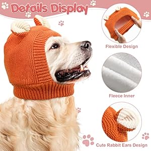 Quiet Ears for Dogs Dog Ear Muffs Noise Protection Knitted Dog Hats Pet Ears Warm Dog Ear Cover Winter Hat Dog Snood Head Wrap Bunny Costume for Medium to Large Dogs Cats Pets orange  Cucciolini Doodles Quiet ears for dogs dog ear muffs noise protection knitted dog hats pet ears warm dog ear cover winter hat dog snood head wrap bunny costume for medium to large dogs cats pets orange   cucciolini doodles