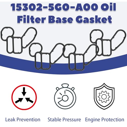 Image of 4-Pack 15302-5G0-A00 B33360 Oil Filter Base Gasket Cylinder Solenoid Valve Gasket Compatible with Acura MDX /RDX /RLX /TLX 2013-2022 & Compatible with Accord /CROSSTOUR /Ridgeline 2013-2022
