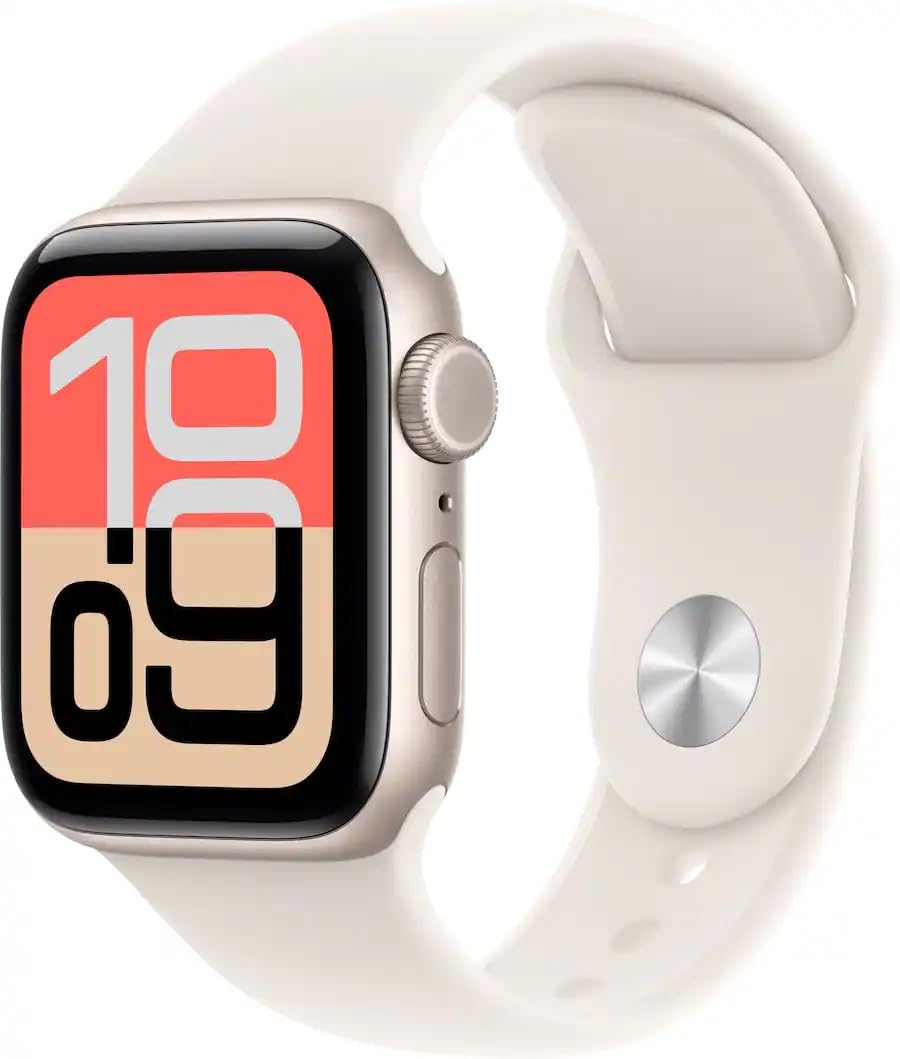 Apple Watch SE 3 [GPS + Cellular, 40mm] Starlight Aluminum Case with Starlight Sport Band, M/L (Renewed)