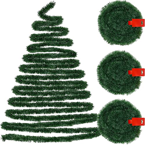 TURNMEON Pacote de 3 grinaldas de Natal de 49,2 pés, grinaldas artificiais de pinho verde suave, decoração de Natal para exteriores, interiores, escadas, corrimãos, mantos, festas (cada