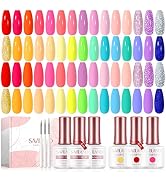 SAVILAND 36PCS Gel Nail Polish Kit - 30 Colors Glitter Gel Polish Set Base Glossy Matte Top Gel L...