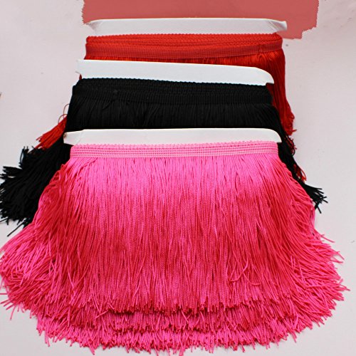 Yalulu 10 Meters Latin Fringe Tassel Trimming Lace Latin Macrame Samba Dance Clothing Curtain Lace Trim Polyester Single Band (Light Blue) - Image 2