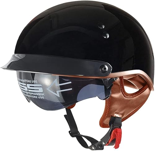 Miniatura 5 de Vintage Half Face Helmet Motorcycle Open Face Sun Visor Quick Release Buckle Cycling Motocross Helmets Suits Men Women DOT Approved