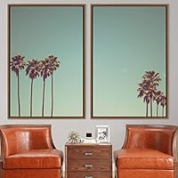 2 Piece Framed Canvas Wall Art Palm Tree Canvas Prints Home Artwork Decoration for Living Room,Bedroom - 16