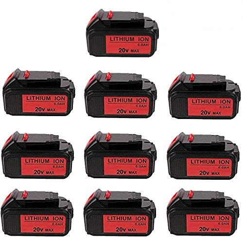 10Pack DCB200 20V MAX 6.0Ah Lithium Ion Replacement Battery Compatible with Dewalt Battery