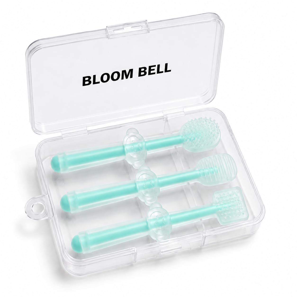 BLOOM BELL 3-in-1 Baby Toothbrush Set BPA-Free Silicone | Gum Massager, U-Shape & Toddler Brush with Travel Case (3Pcs) | Ultra Soft Teeth Cleaner for 0-18 M Babies (SKY BLUE)-image-22