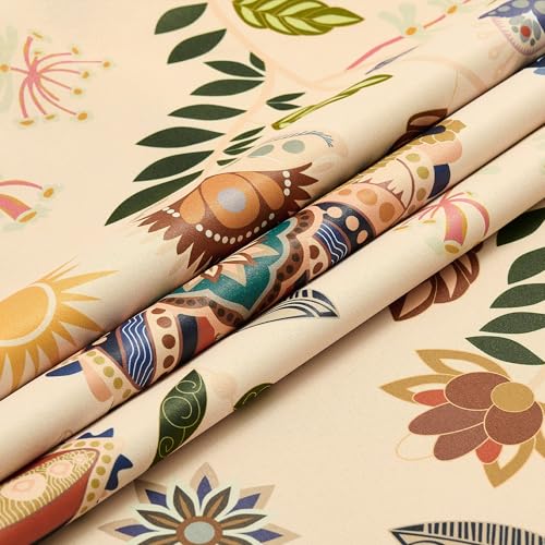 Image of XiDi Floral Patterned Curtains 90 Inch Length 2 Panels Light Beige Curtains | 100% Blackout Vintage Boho Flower Paisley Print Curtains Room Darkening Grommet Window Drapes for Living Room Bedroom 52Wx90L