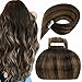 LaaVoo Tape in Hair Extensions Straight Tape in Brown Human Hair Extensions Balayage Darkest Brown Ombre Light Brown Tape in Extensions Natural Human Hair Brown Tape Extensions 50g 22
