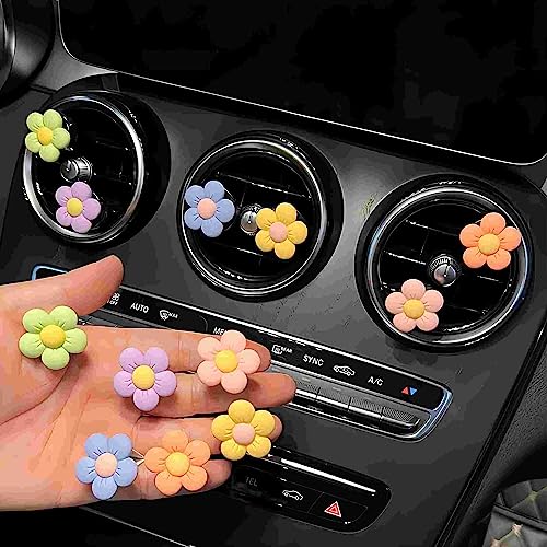 Image of 6 Pcs Daisy Flower Air Freshener Car Clips,car decoration ventilation clip, air conditioning outlet clip, car air freshener clip, charming color car decoration accessories（3 cm, 3.3 cm） (red)