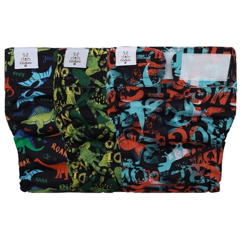 Image of CuteBone Washable Dog Diapers Female No Tail Hole 3 Pack Reusable Doggie Period Training Pants for Docked-Tail Frenchie French Bulldog Boston Terrier Without Tail WWD24XS