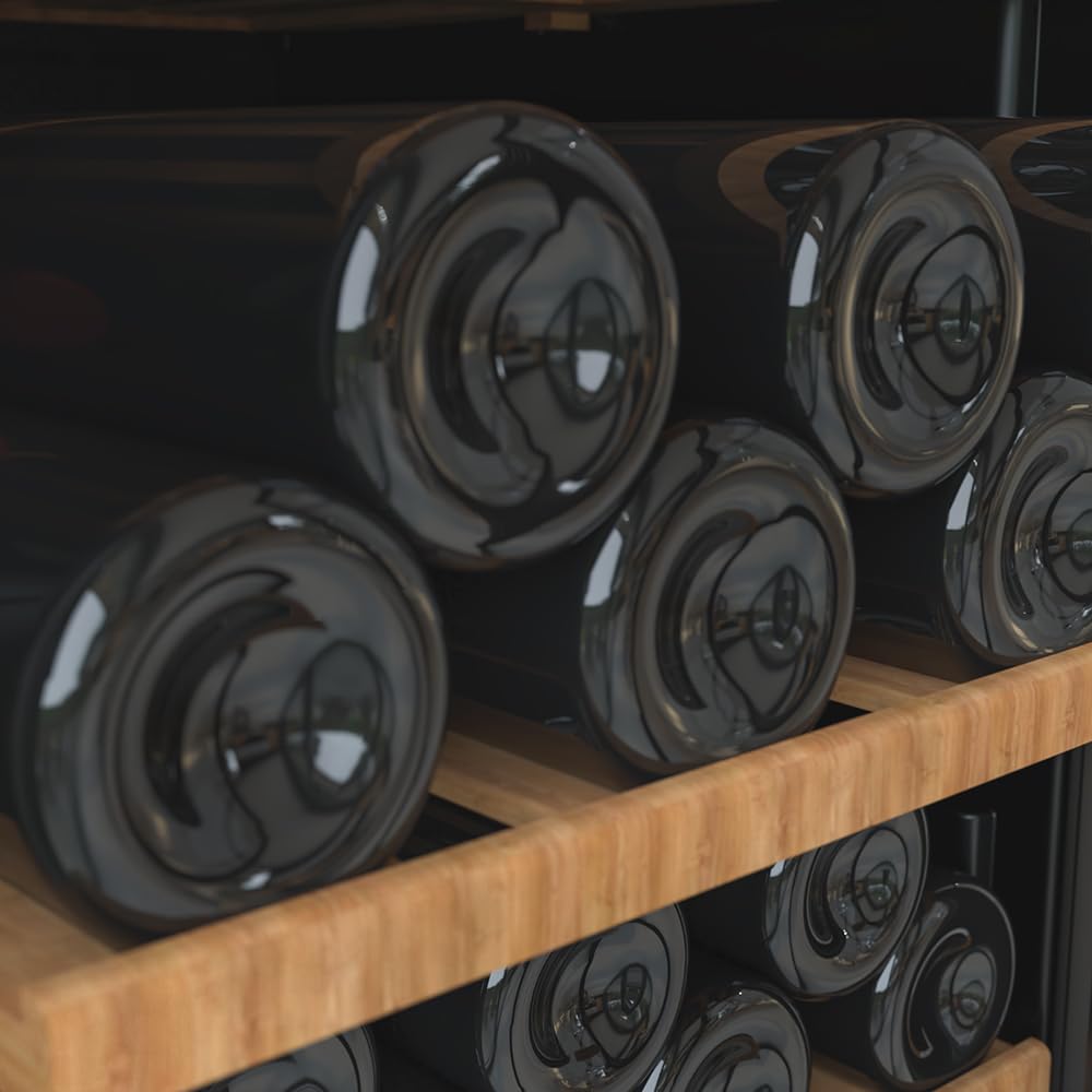 Cecotec Vinoteca de 77 Botellas Bolero GrandSommelier Duo 77000 Black. 193 L, Sistema Compresor de Enfriamiento, Display, Control Táctil, Temperatura Regulable y Luz LED Interior
