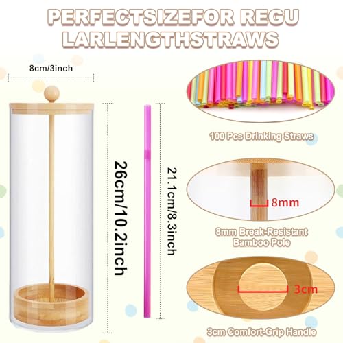 50% Off Acrylic Straw Dispenser with 100 Colorful Straws - Image 2