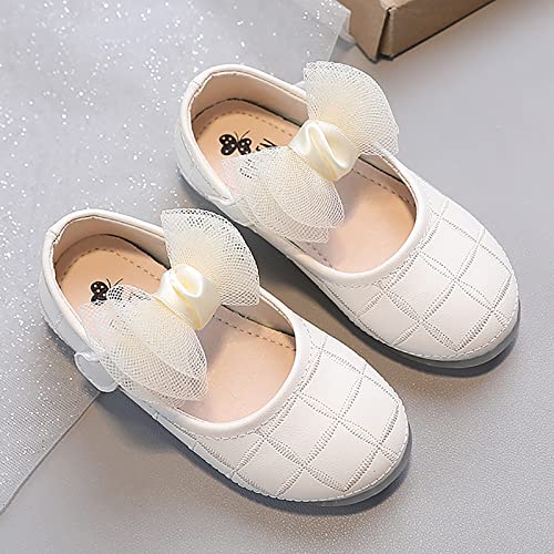 Girls Dress Shoes Wedding Bowknot Girl Shoes Princess Party School Shoes Low Heel for Kids Girls Summer Shoes (Beige, 3.5-4 Years)4
