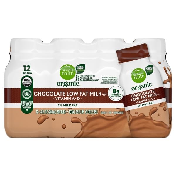 Low Fat Chocolate Milk, 1% Milk Fat, 8 fl oz Bottles, Pack of 12, High in Calcium & Protein, Ready to Drink
