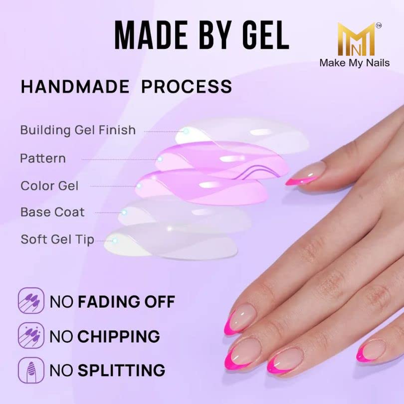 Makemynails Knockout Nails:- Set of 24 Reusable Nail Kit Gel Finished Press On Nails Dailywear Designer Nails Wedding Nails Long Lasting Nails Luxury Gel Nails (Knockout Nails) 2