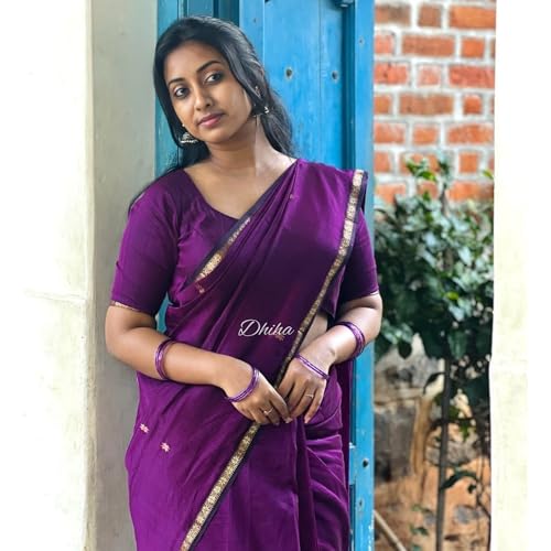 Image of Original Maheswari Cotton Silk Saree for Women | Kanjivaram Pure Silk Cotton Sari with Blouse | Zari Work | Tassels | Handloom Weave