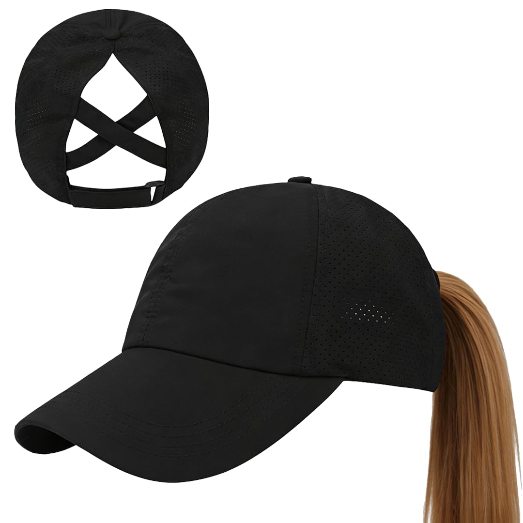 Gorra de Béisbol Mujer Cola de Caballo Verano Transpirable Gorra Secado rápido del Deporte Ponycap de High Messy Bun Ajustable Buckle — view 8