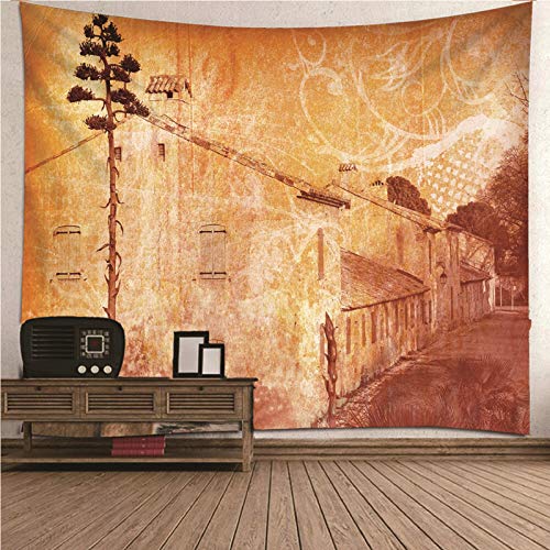 Tapiz de pared salón KnSam de 150x130 cm, decoración textil de poliéster color naranja vintage