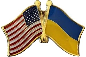 American & Ukraine Country Flag Bike Hat Cap Lapel Pin