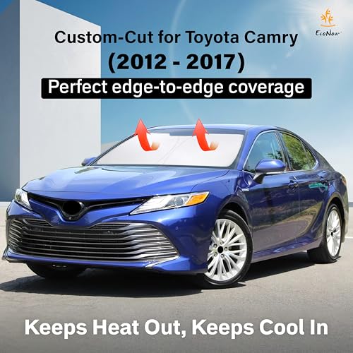 Image of EcoNour Windshield Sunshade for Toyota Camry 2012-2015 2016 2017, LE, SE, SE Nightshade, XLE, XSE, TRD, Sun Visor for Front Windshield Sun Shade Cover, UV Heat Blocker & Protector, Car Accessories