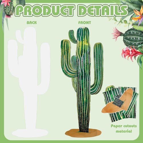 Janlaugh 2 Pcs 6 Feet Large Boho Cactus Wall Decor Jointed Cactus Cutouts Wall Stickers Tropical Cacti Home Decals Stickers DIY Bohemian Green Botanical Decorations for Classroom Bedroom
