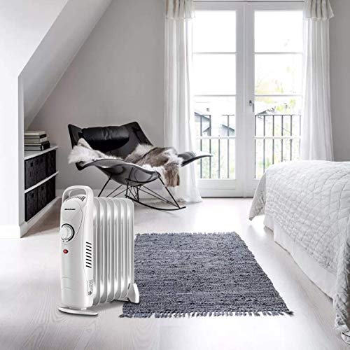 Homeleader Oil Filled Radiator Heater, 700W Space Heater, Portable Overheating Protection Oil Heater, for Home and Office, White