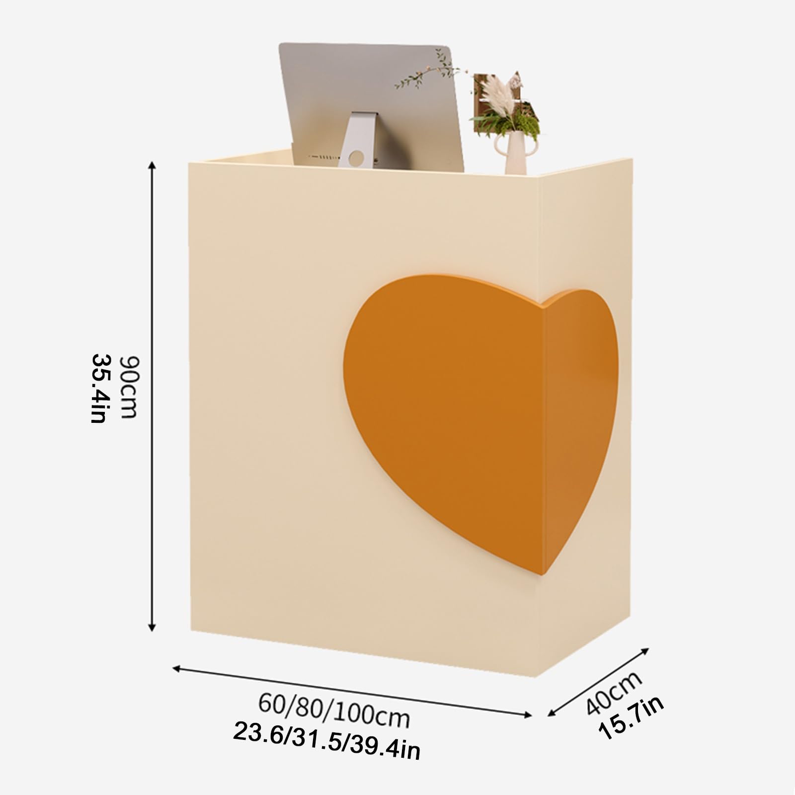 Moderner Rezeptionstheke mit Schubladen, kompakter Büro-Empfangstisch, Kassenschreibtisch (D, 60 x 90 cm) für kleine Räume