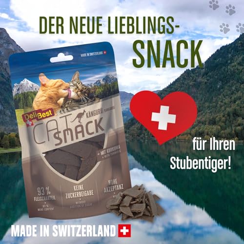 DeliBest Cat Snack aus Känguru mit Kurkuma/Katzen Leckerlies getreidefrei/Katzen Snack verdauungs unterstützend und antioxidativ, fettarmes und proteinreiches Fleisch / 45g