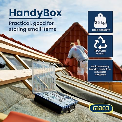 Miniatura 3 de Raaco Handybox 55x4: Caja De Almacenamiento Para Taller Con 4 Cajas Para Tornillos Y Herramientas, Capacidad De Carga De 25 Kg, Caja Apilable Para Tornillos, Almacenamiento Seguro, 26,5 X 37,6 X 31 Cm