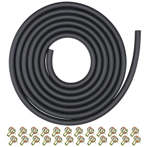 YGQ 3/16 inch ID Fuel Hose Line for Honda Kawasaki Kohler Briggs & Stratton Predator Champion Generac Small Engines Mini Bike ATV Generator with 20 Clamps 8 Feet